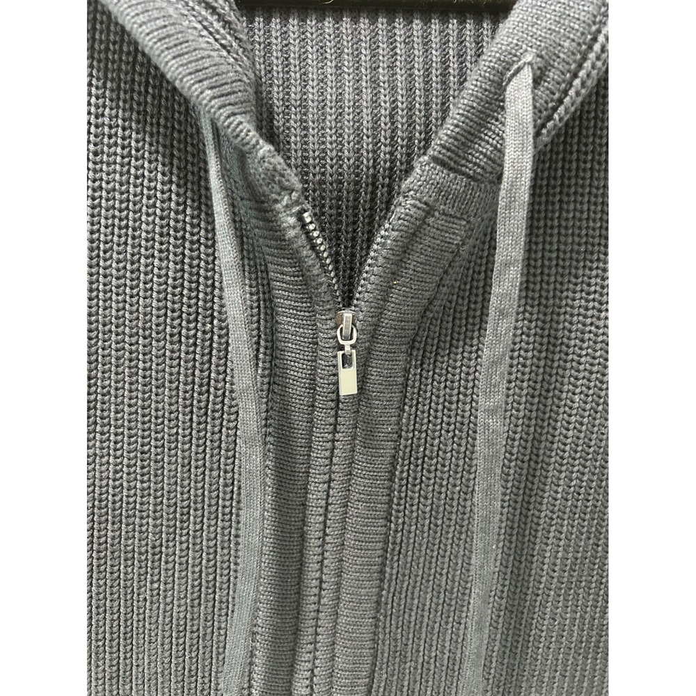 Pura Cashmere Womens Navy Blue Shaker Knit Full Zip Hoodie Sweater XL - Picture 3 of 10